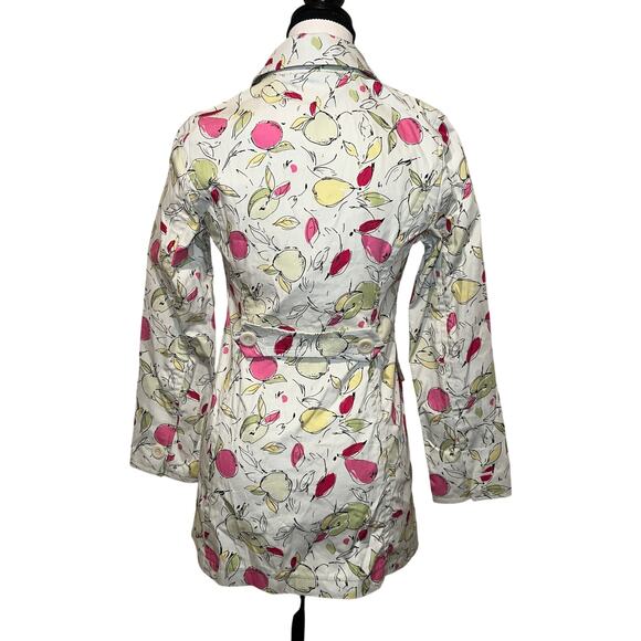 Ann Taylor LOFT Petites Apple Rain Coat Green Pink White Size XSP *NOTE FLAW* - Picture 2 of 13